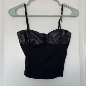 Zara Black Faux Leather Bustier Top Size Small, S
